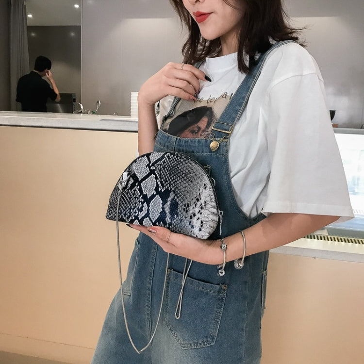 Python Skin Double Zipper Ladies Messenger Bag Shoulder Bag Chain Small Bag Shell Bag