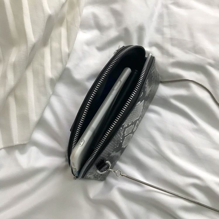 Python Skin Double Zipper Ladies Messenger Bag Shoulder Bag Chain Small Bag Shell Bag