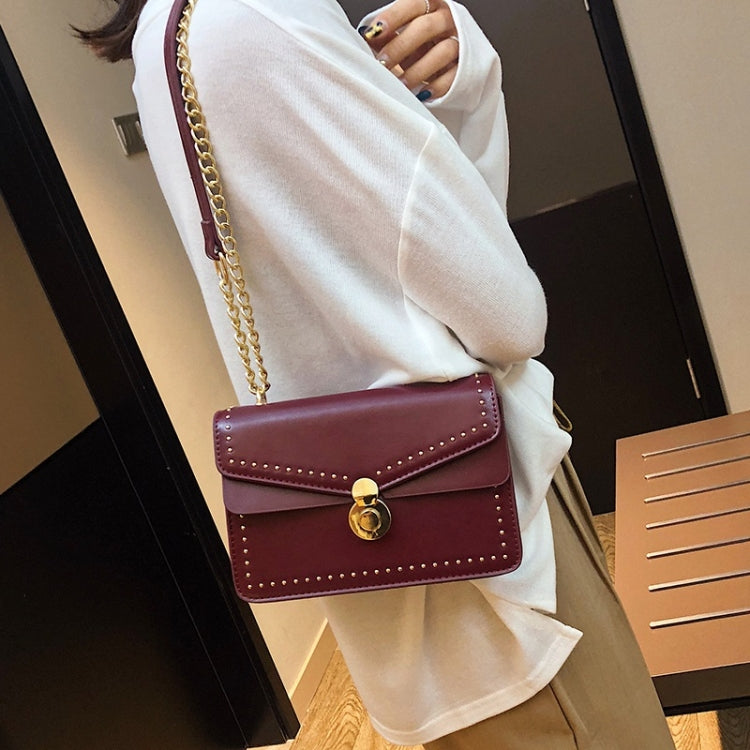 Rivet PU Leather Single Shoulder Bag Small Square Bag Ladies Messenger Handbag