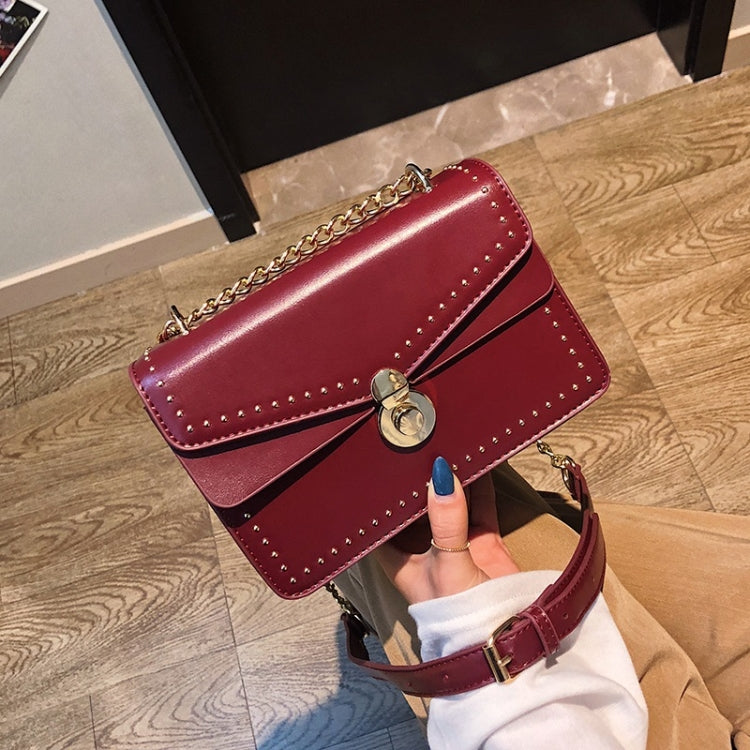 Rivet PU Leather Single Shoulder Bag Small Square Bag Ladies Messenger Handbag