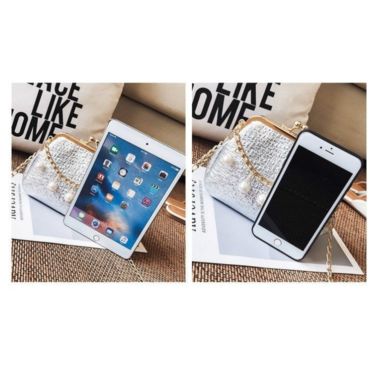 Fashion Pearl Chain-strap Single Shoulder Bag Lady Messenger Tote Bag (Black)