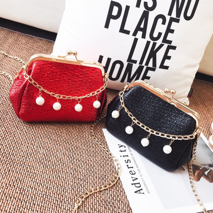 Fashion Pearl Chain-strap Single Shoulder Bag Lady Messenger Tote Bag (Black)