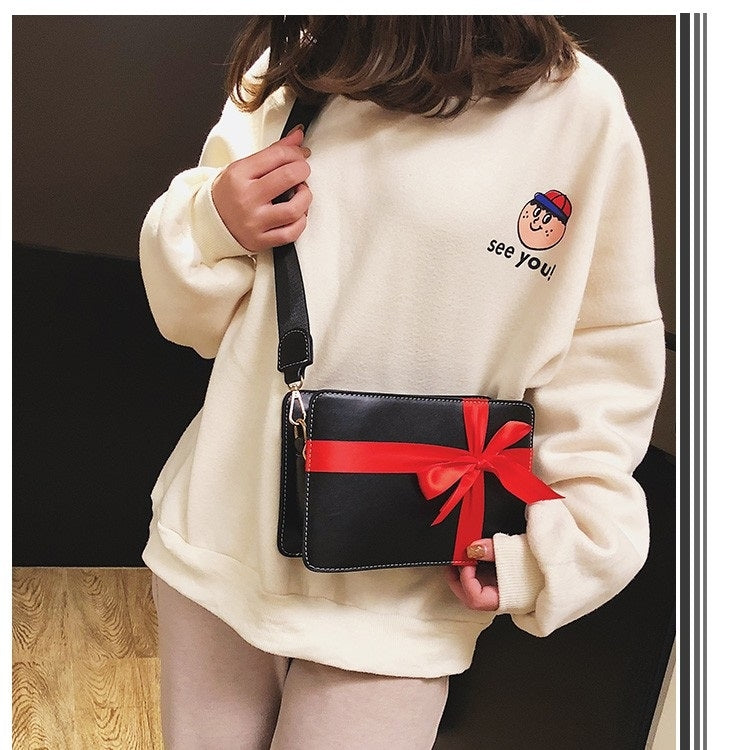 Bow Robbin Fashion Single Shoulder Bag Ladies Messenger Tote Bag (Black)