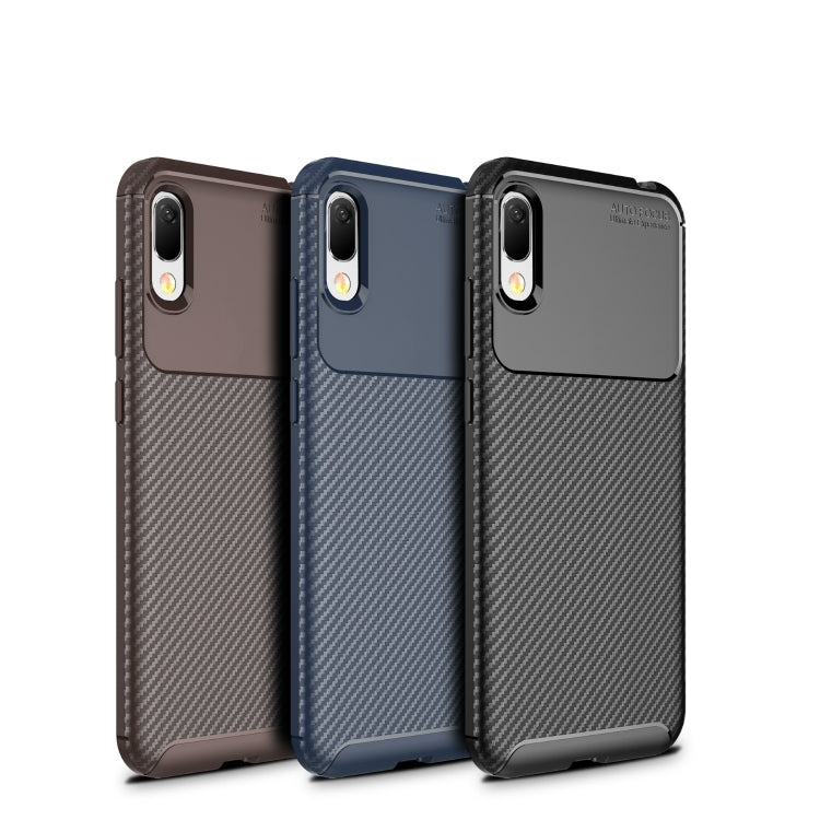 Beetle Series Carbon Fiber Texture Shockproof TPU Case for Huawei Y6 Pro (2019) (Blue)