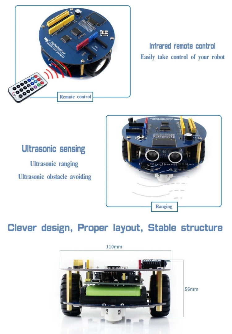 Waveshare AlphaBot2 Robot Building Kit for Raspberry Pi Zero/Zero W (no Pi)