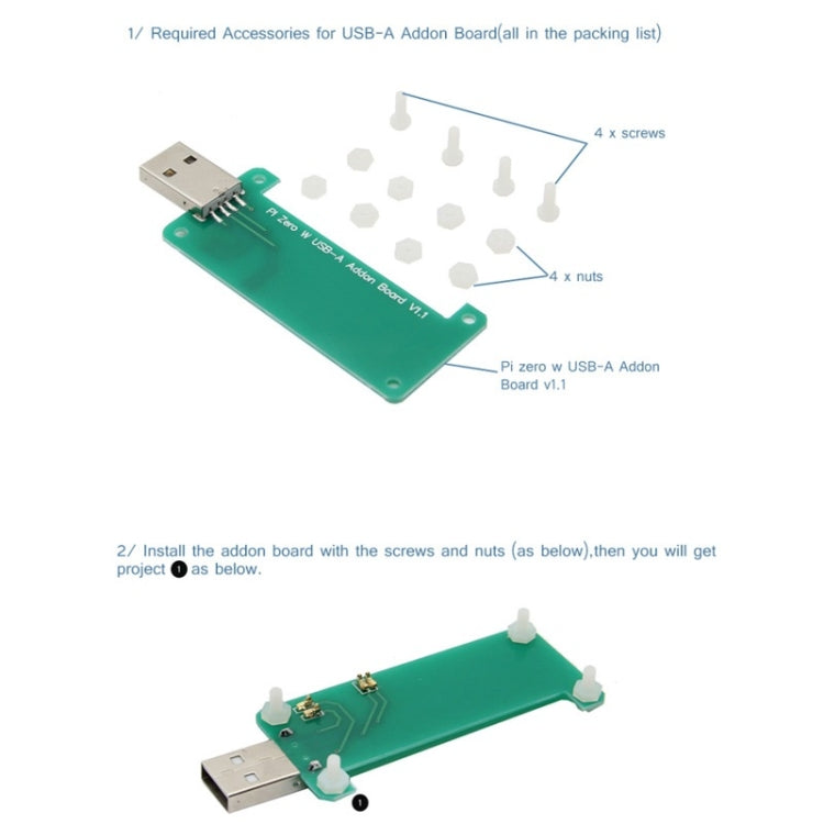 LDTR-WG0172 Raspberry Pi Zero W USB-A Addon Board, Pi Zero BadUSB, Raspberry PI Zero Expansion Board