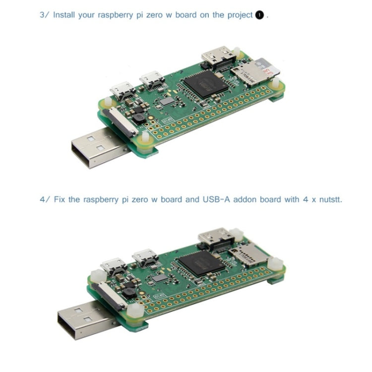 LDTR-WG0172 Raspberry Pi Zero W USB-A Addon Board, Pi Zero BadUSB, Raspberry PI Zero Expansion Board