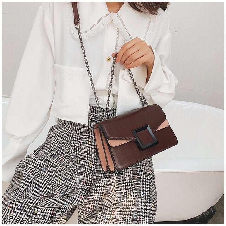 Color Matching Small Square Bag Handbag Single Shoulder Bag Messenger Bag