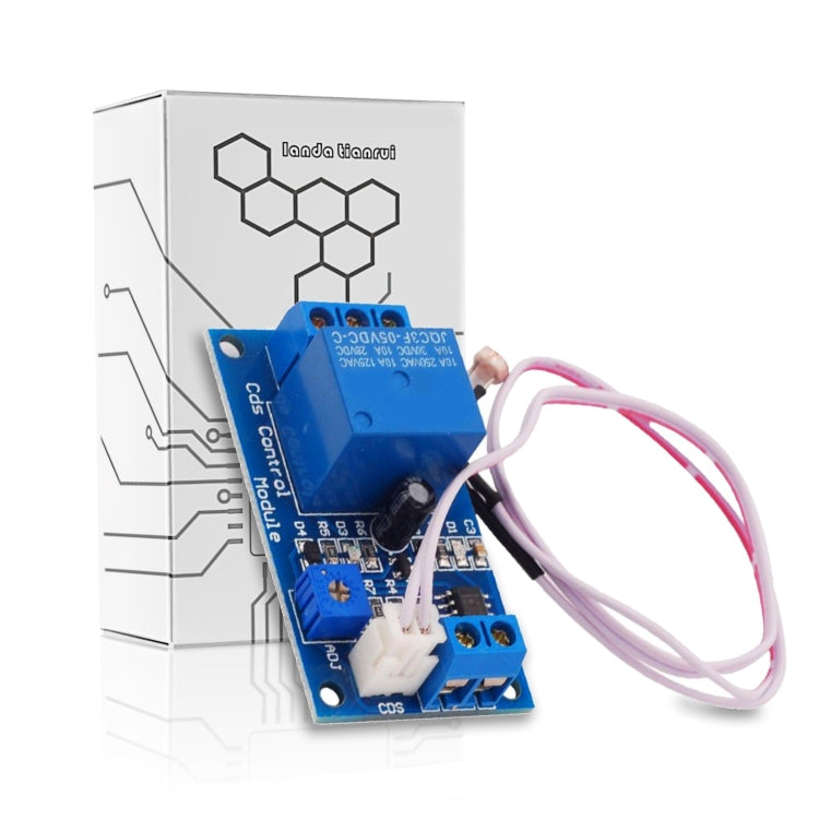 LDTR-WG0225 DC12V Photosensitive Resistor Module Light Control Switch Photosensitive Relay Power Module with Probe Cable, Automatic Control Brightness with Reverse Connection Protection Function (Blue)