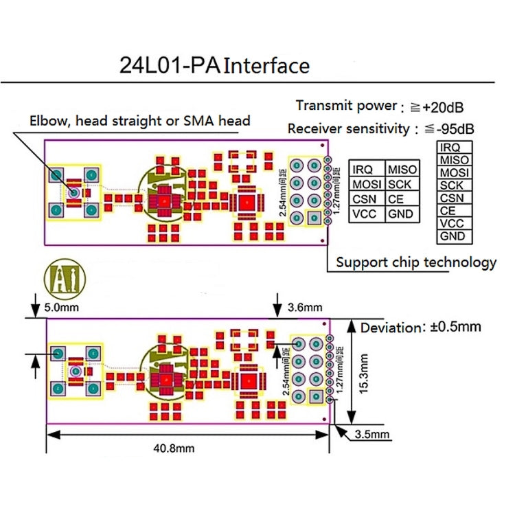 LDTR-WG0234 1100 Meter Long Distance NRF24L01+PA+LNA Wireless Module with Antenna (Black)
