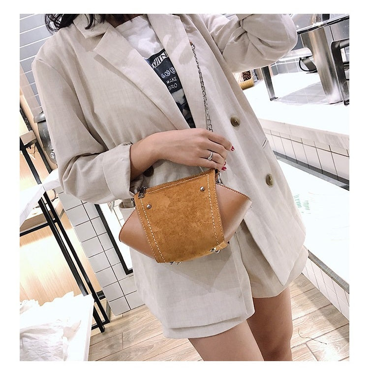 Fashion Shell Bag Matte PU Stitching Shoulder Bag Ladies Messenger Bag Handbag
