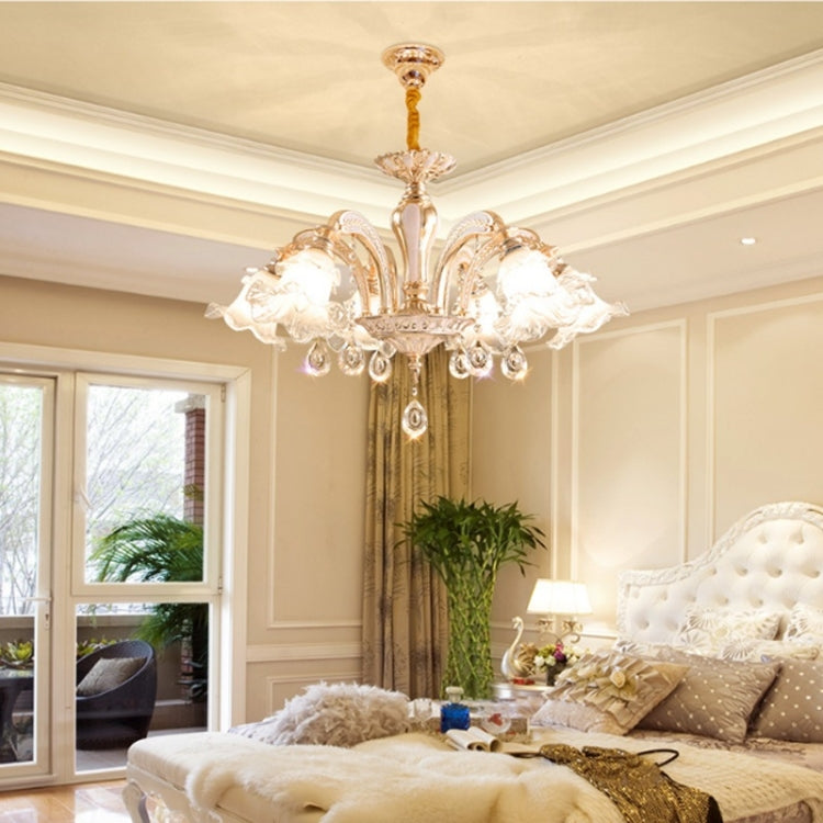 Zinc Alloy Atmosphere Home Living Room Bedroom Villa Modern Dining Room Light Crystal Lamp, 6 Heads