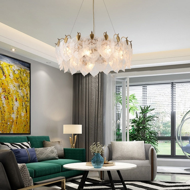 Bedroom Living Room Dining Room Pattern Creative Personality Art Wrought Iron Glass Chandelier without Bulbs, Hanging Multi-layer 13 Heads