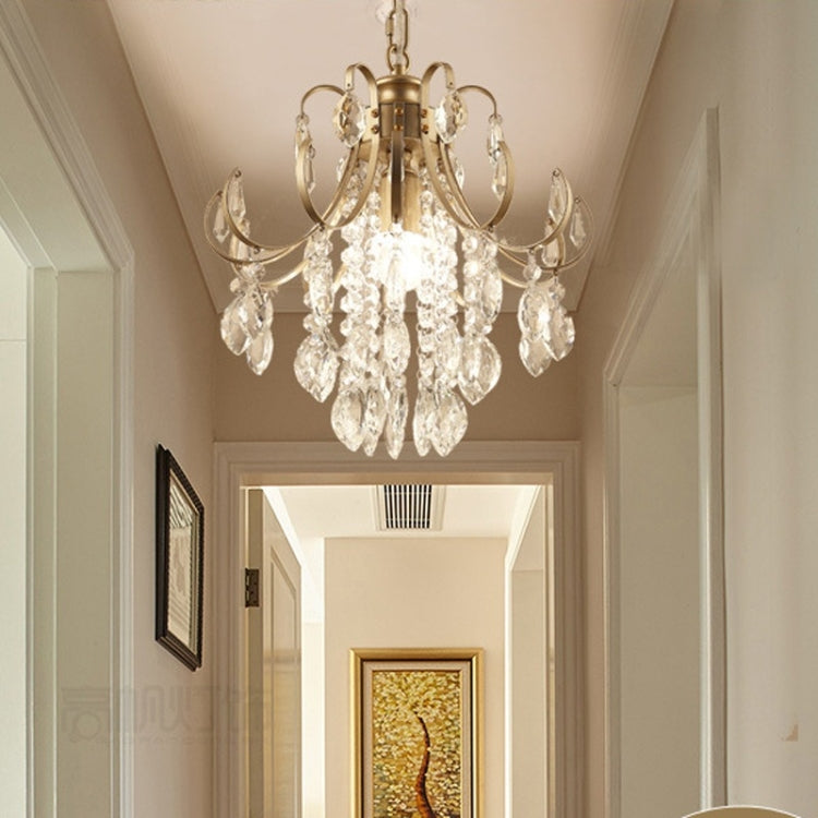 Porch Aisle Cloakroom Balcony Creative Personality Wrought Iron Crystal Small Chandelier with 9W Bulb, C Style Single Head