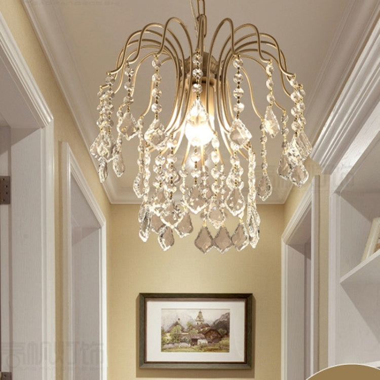 Porch Aisle Cloakroom Balcony Creative Personalit Wrought Iron Crystal Small Chandelier with 9W Bulb, D Style Single Head