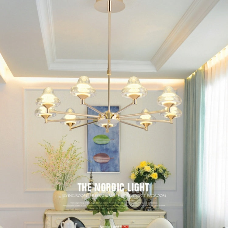 30W Modern Living Room Fashion Creative Personality Restaurant Bedroom Study Lamp Wrought Iron Mushroom Art Chandelier, 9 Heads, Size: 90 x 100cm