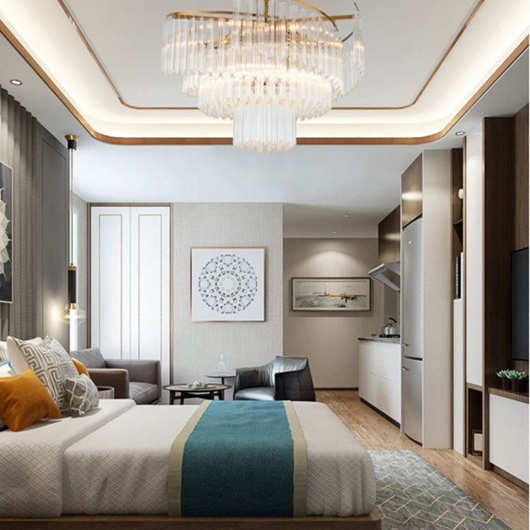 Modern Chandelier Modern Minimalist Dining Room Lamp Creative Personality Living Room Lighting Atmosphere Home Villa Crystal Chandelier without Light Source, 12 Heads, 100 x 55cm