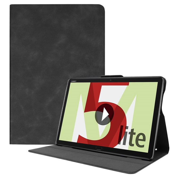 Solid Color Cowhide Texture Horizontal Flip PU Leather Case for Huawei MediaPad M5 Lite 10.1 inch, with Holder & Sleep / Wake-up Function