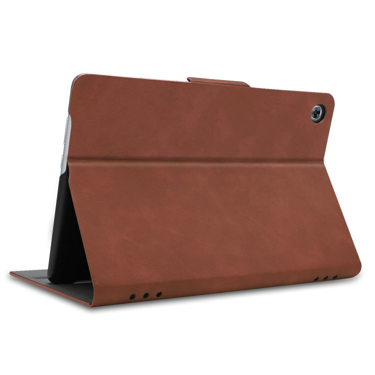 Solid Color Cowhide Texture Horizontal Flip PU Leather Case for Huawei MediaPad M5 Lite 10.1 inch, with Holder & Sleep / Wake-up Function