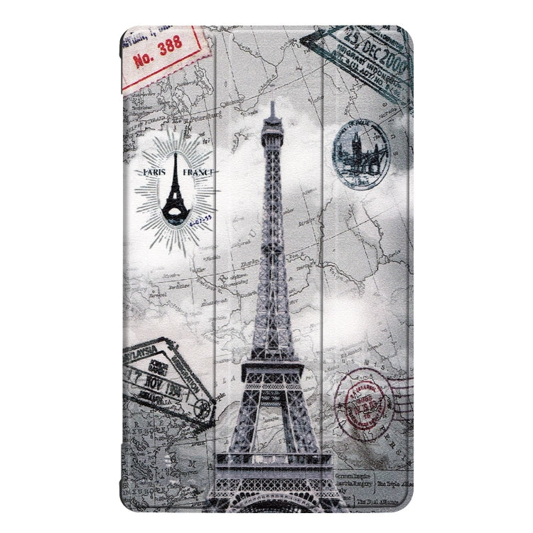 Retro Tower Pattern Colored Painted Horizontal Flip PU Leather Case for Huawei Honor Tab 5 8.0, with Three-folding Holder
