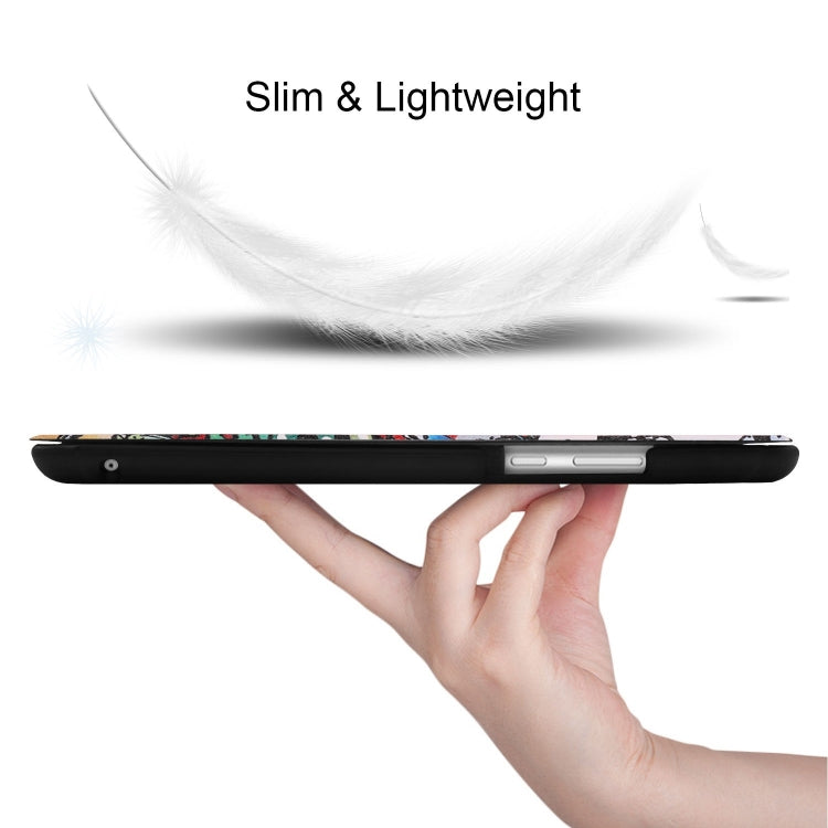 Apricot Flower Pattern Colored Painted Horizontal Flip PU Leather Case for Huawei Honor Tab 5 8.0, with Three-folding Holder