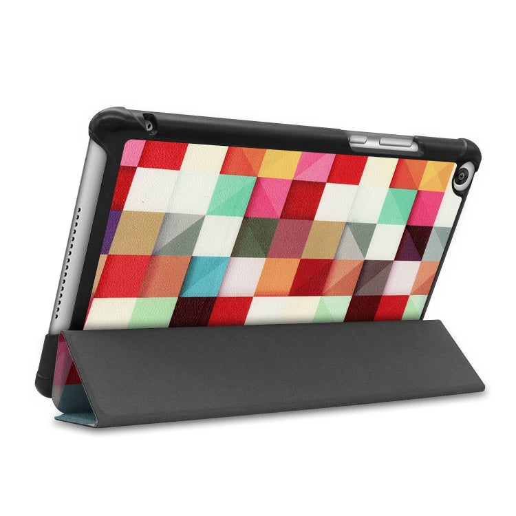 Magic Cube Pattern Colored Painted Horizontal Flip PU Leather Case for Huawei Honor Tab 5 8.0, with Three-folding Holder