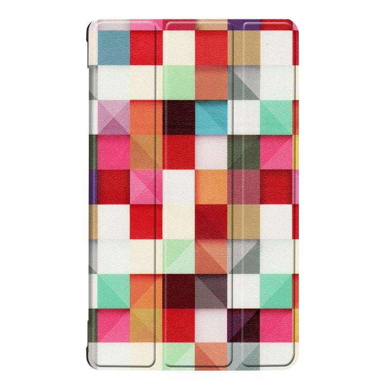 Magic Cube Pattern Colored Painted Horizontal Flip PU Leather Case for Huawei Honor Tab 5 8.0, with Three-folding Holder