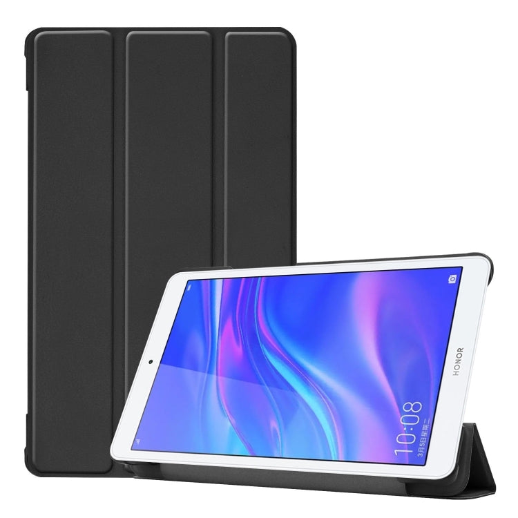 Solid Color Custer Texture Horizontal Flip PU Leather Case for Huawei Honor Tab 5 8.0, with Three-folding Holder