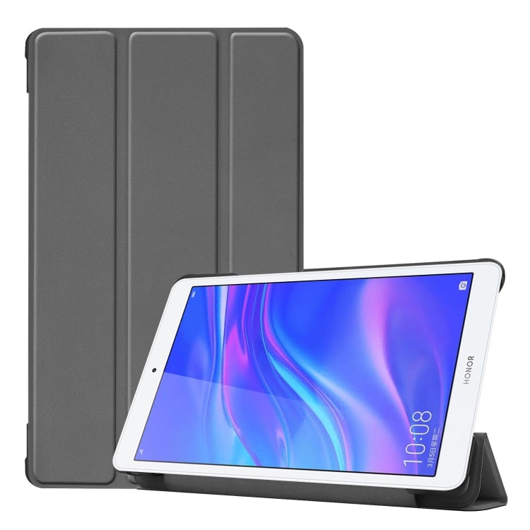 Solid Color Custer Texture Horizontal Flip PU Leather Case for Huawei Honor Tab 5 8.0, with Three-folding Holder