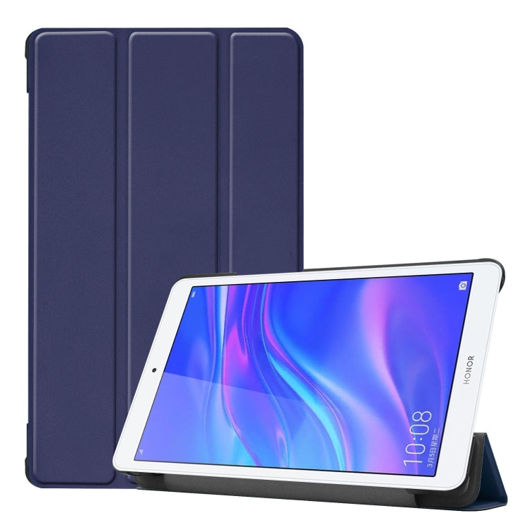 Solid Color Custer Texture Horizontal Flip PU Leather Case for Huawei Honor Tab 5 8.0, with Three-folding Holder