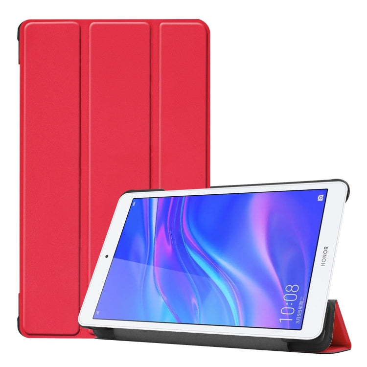 Solid Color Custer Texture Horizontal Flip PU Leather Case for Huawei Honor Tab 5 8.0, with Three-folding Holder