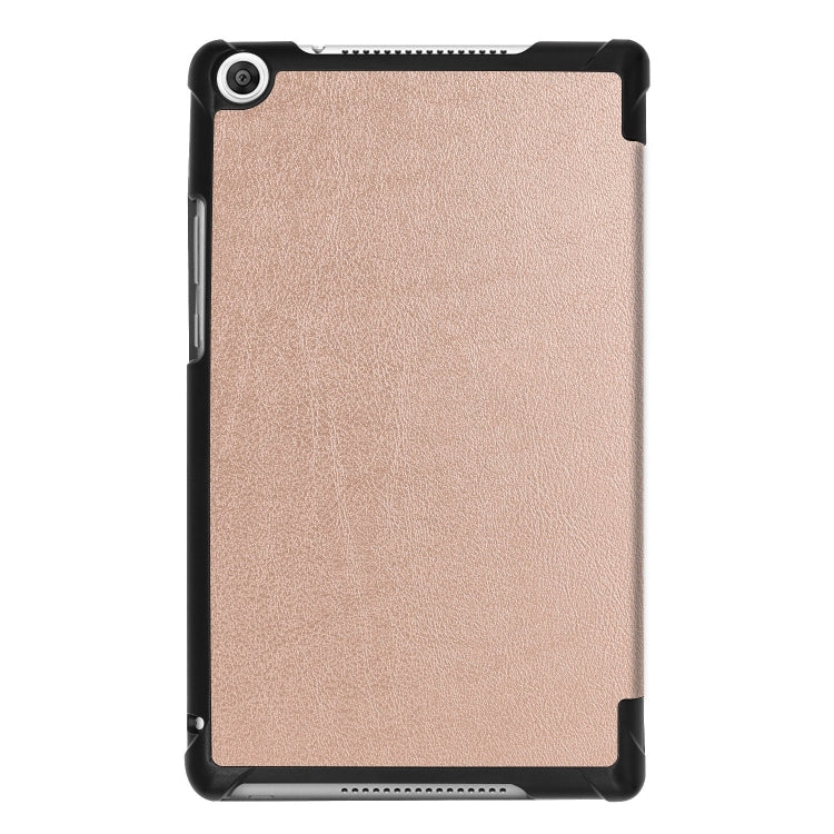 Solid Color Custer Texture Horizontal Flip PU Leather Case for Huawei Honor Tab 5 8.0, with Three-folding Holder