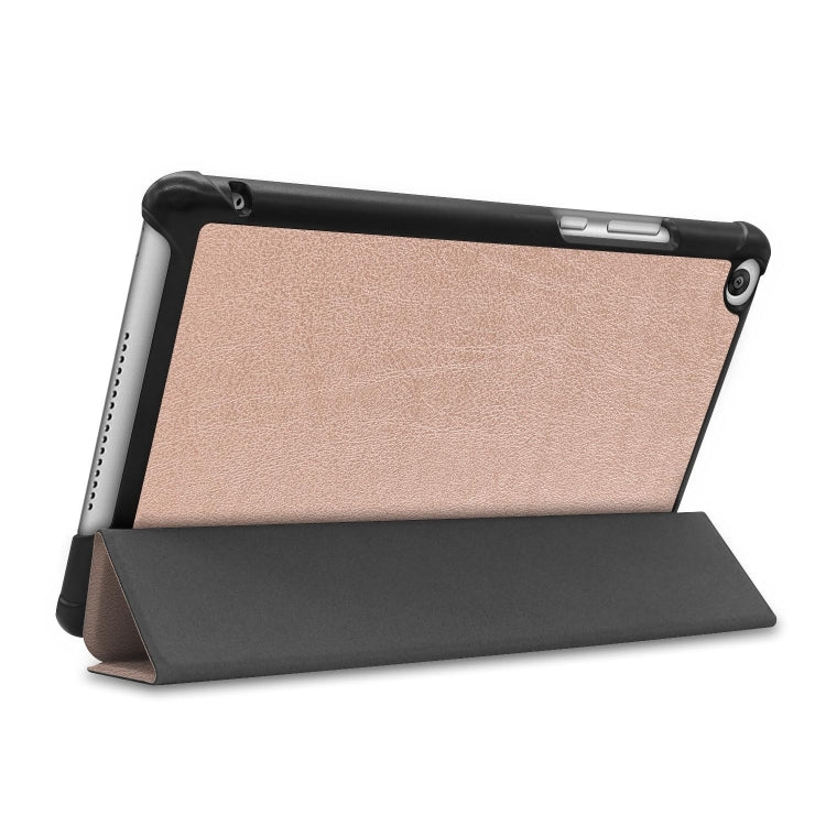 Solid Color Custer Texture Horizontal Flip PU Leather Case for Huawei Honor Tab 5 8.0, with Three-folding Holder