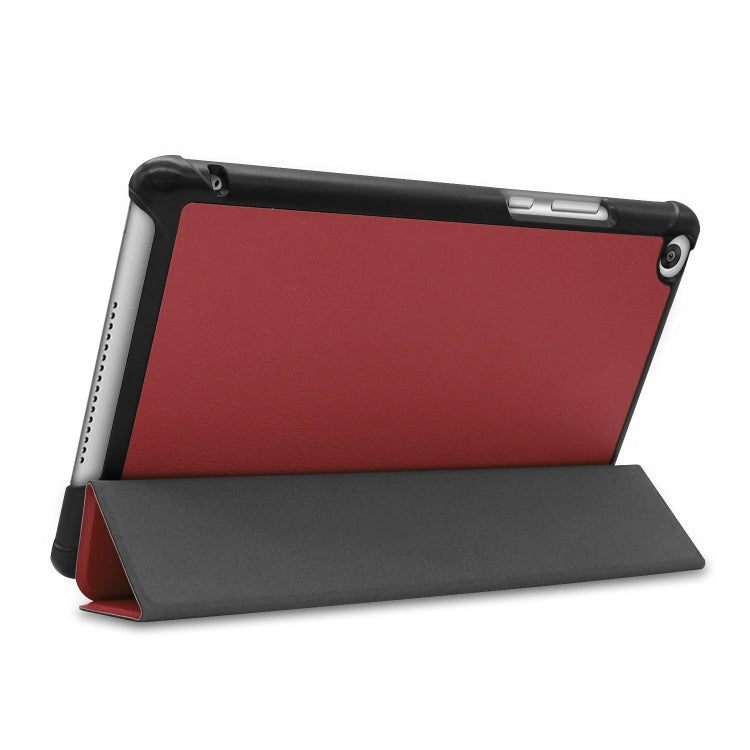 Solid Color Custer Texture Horizontal Flip PU Leather Case for Huawei Honor Tab 5 8.0, with Three-folding Holder