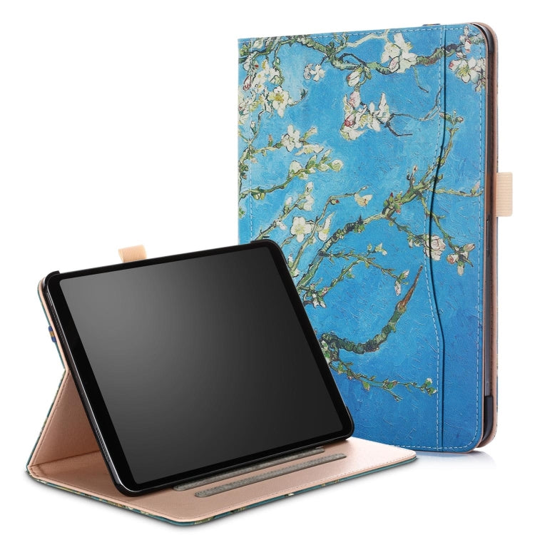 Apricot Flower Pattern Colored Painted Horizontal Flip PU Leather Case for iPad Pro 11 inch, with Holder & Sleep / Wake-up Function