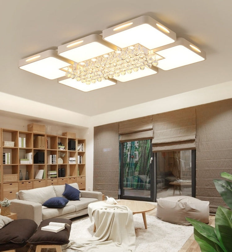 108W Living Room Simple Modern LED Ceiling Lamp Crystal Light, 3-Color Dimming, 120 x 80cm