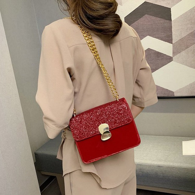 Glitter Magnetic Buckle PU Leather Chain Single Shoulder Bag Ladies Handbag Messenger Bag