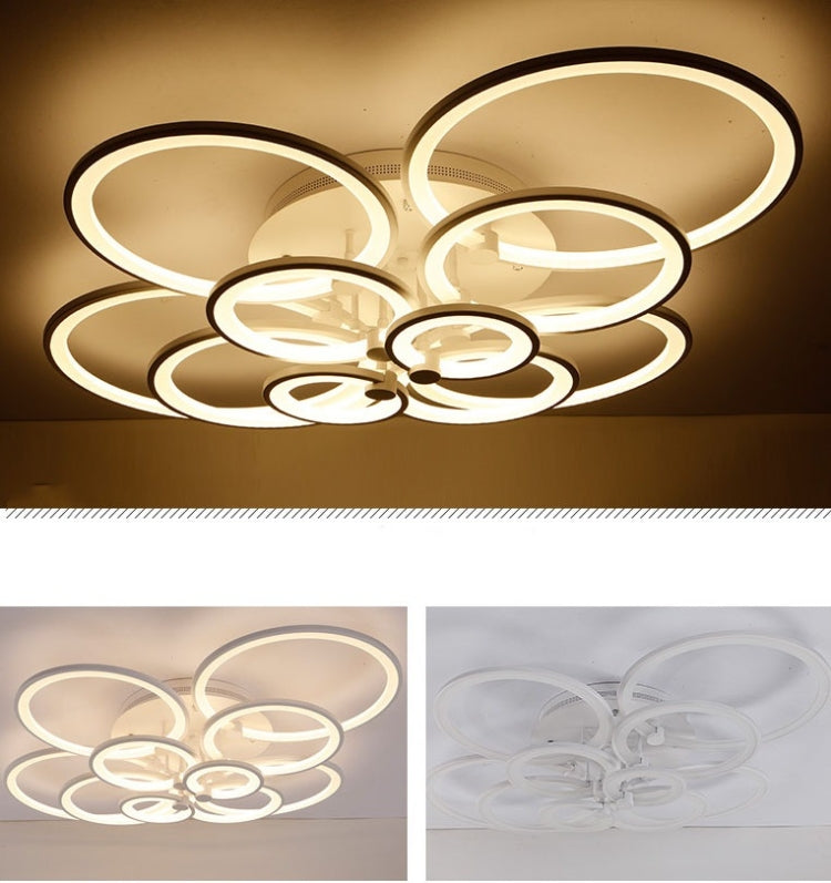74W Creative Round Modern Art LED Ceiling Lamp, Stepless Dimming + Remote Control, 8 Heads