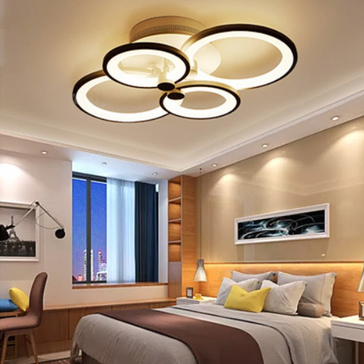 28W Creative Round Modern Art LED Ceiling Lamp, Stepless Dimming + Remote Control, 4 Heads