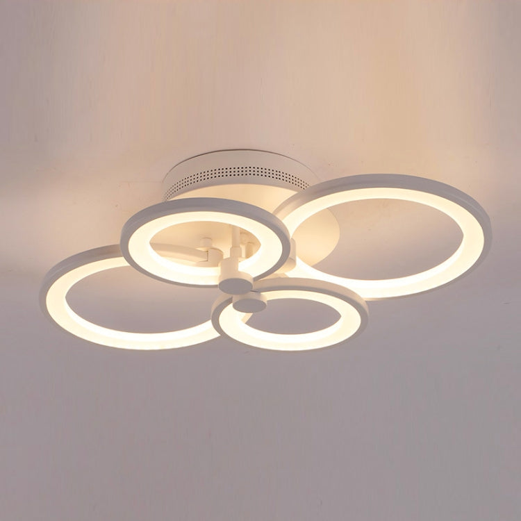 28W Creative Round Modern Art LED Ceiling Lamp, Stepless Dimming + Remote Control, 4 Heads
