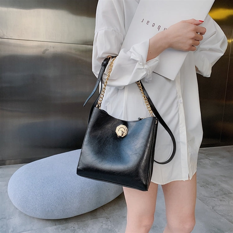 Solid Color Fashion Lock Buckle PU Singe Shoulder Bag Ladies Messenger Bag Chain Handbag