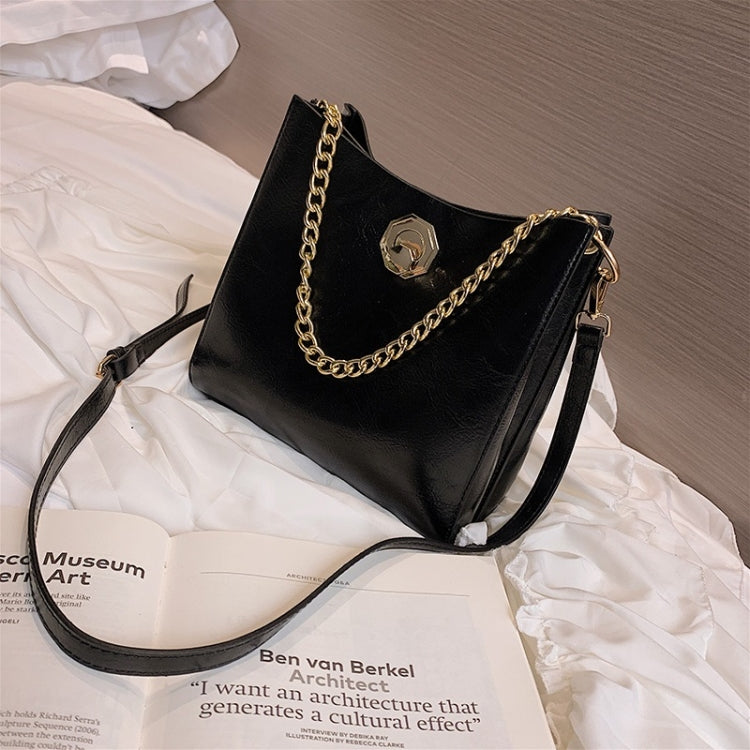 Solid Color Fashion Lock Buckle PU Singe Shoulder Bag Ladies Messenger Bag Chain Handbag
