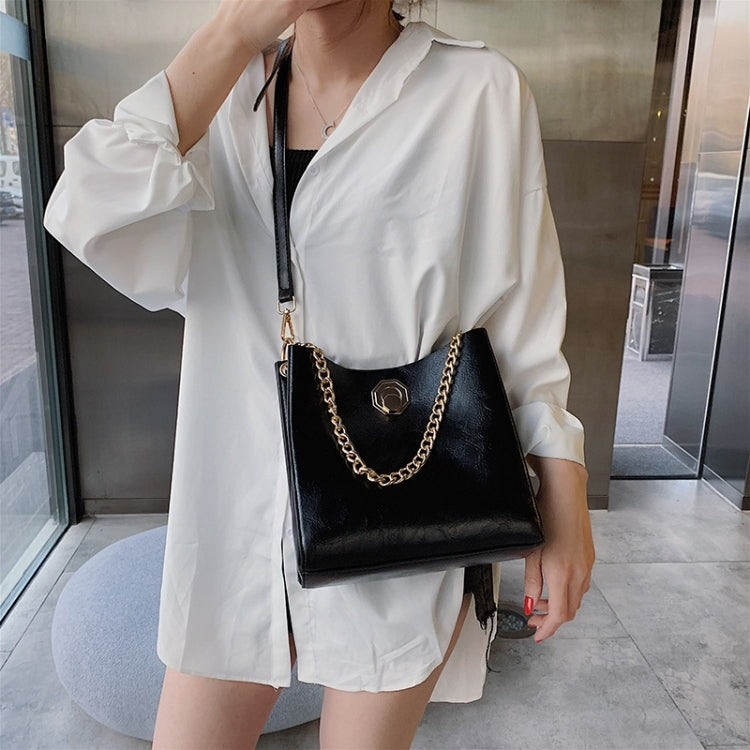 Solid Color Fashion Lock Buckle PU Singe Shoulder Bag Ladies Messenger Bag Chain Handbag