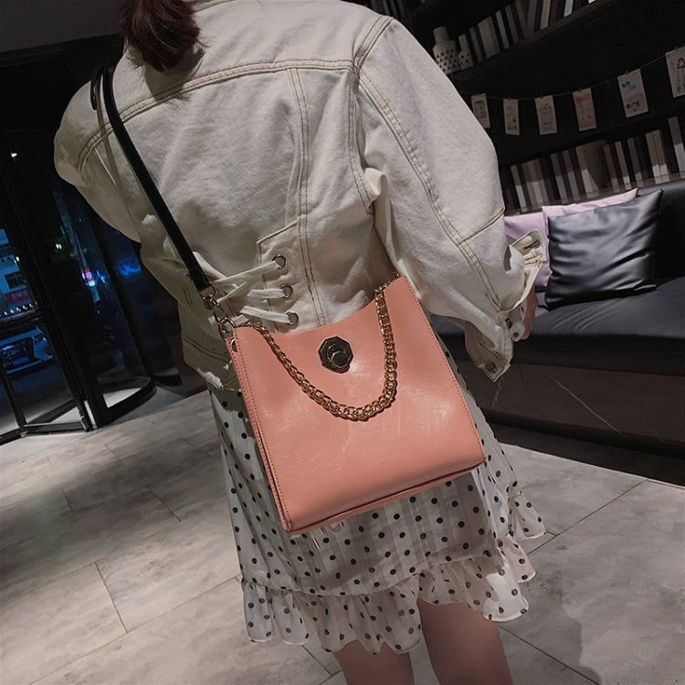 Solid Color Fashion Lock Buckle PU Singe Shoulder Bag Ladies Messenger Bag Chain Handbag