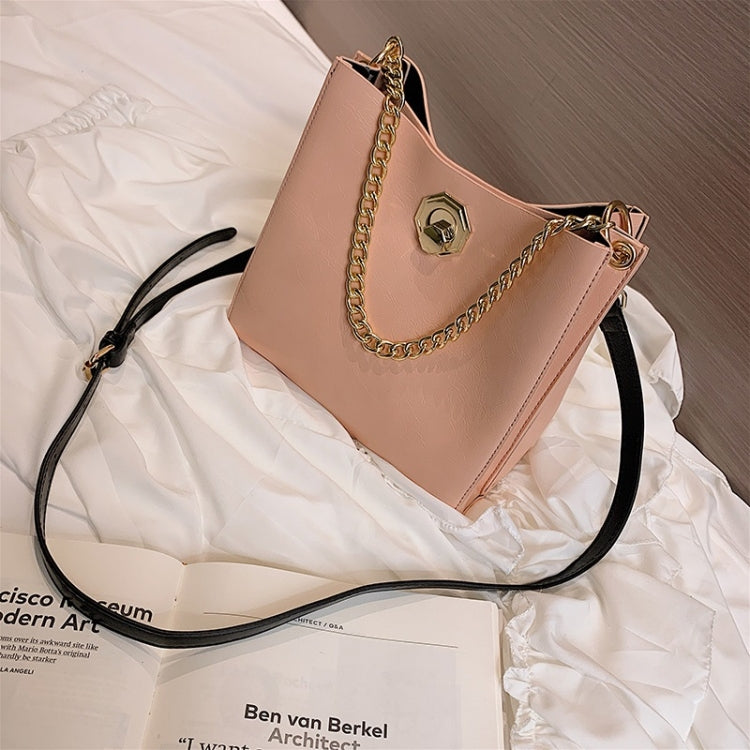 Solid Color Fashion Lock Buckle PU Singe Shoulder Bag Ladies Messenger Bag Chain Handbag