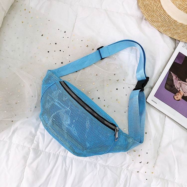 Fashion Mesh Single Shoulder Bag Zipper Messenger Bag Sports Waist Chest Bag