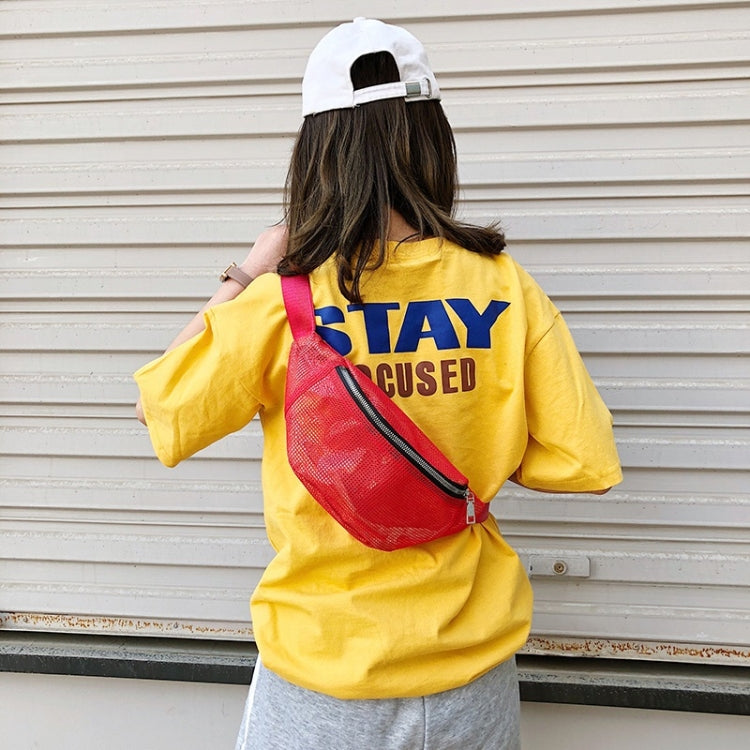 Fashion Mesh Single Shoulder Bag Zipper Messenger Bag Sports Waist Chest Bag