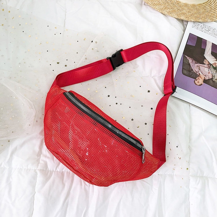 Fashion Mesh Single Shoulder Bag Zipper Messenger Bag Sports Waist Chest Bag