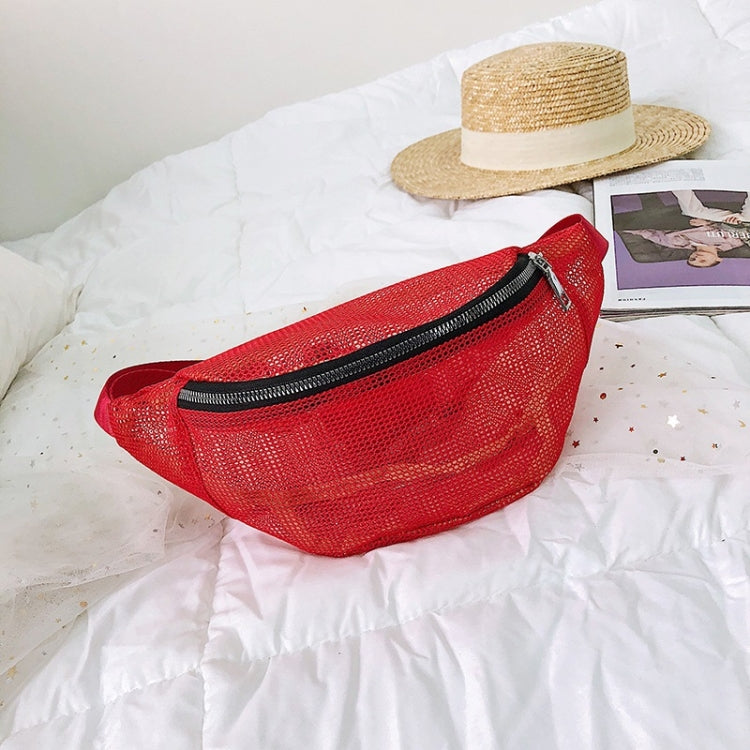 Fashion Mesh Single Shoulder Bag Zipper Messenger Bag Sports Waist Chest Bag