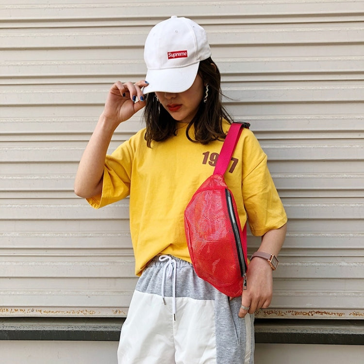 Fashion Mesh Single Shoulder Bag Zipper Messenger Bag Sports Waist Chest Bag